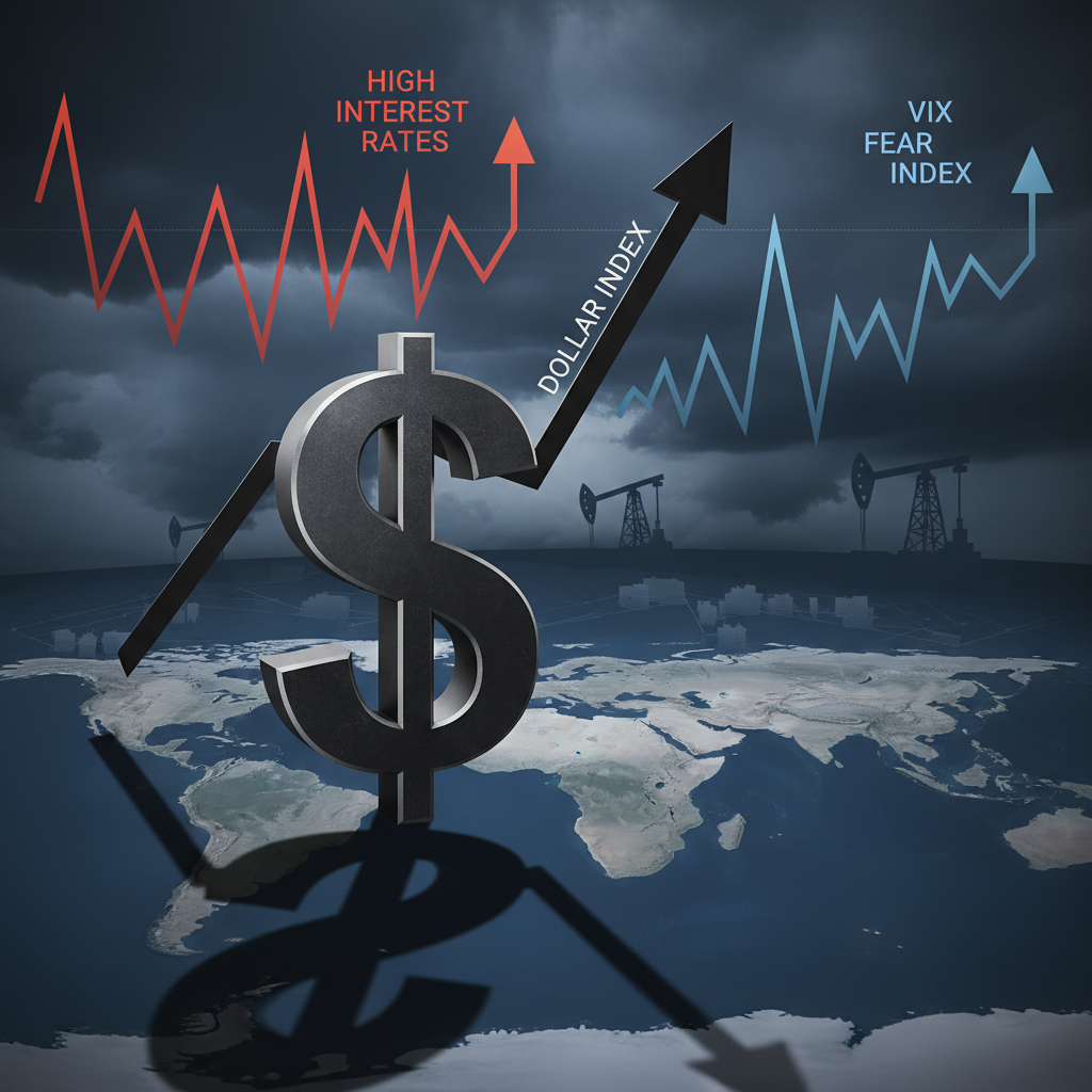 A powerful visual metaphor for macroeconomic uncertainty. A dominant, almost monolithic US dollar sy