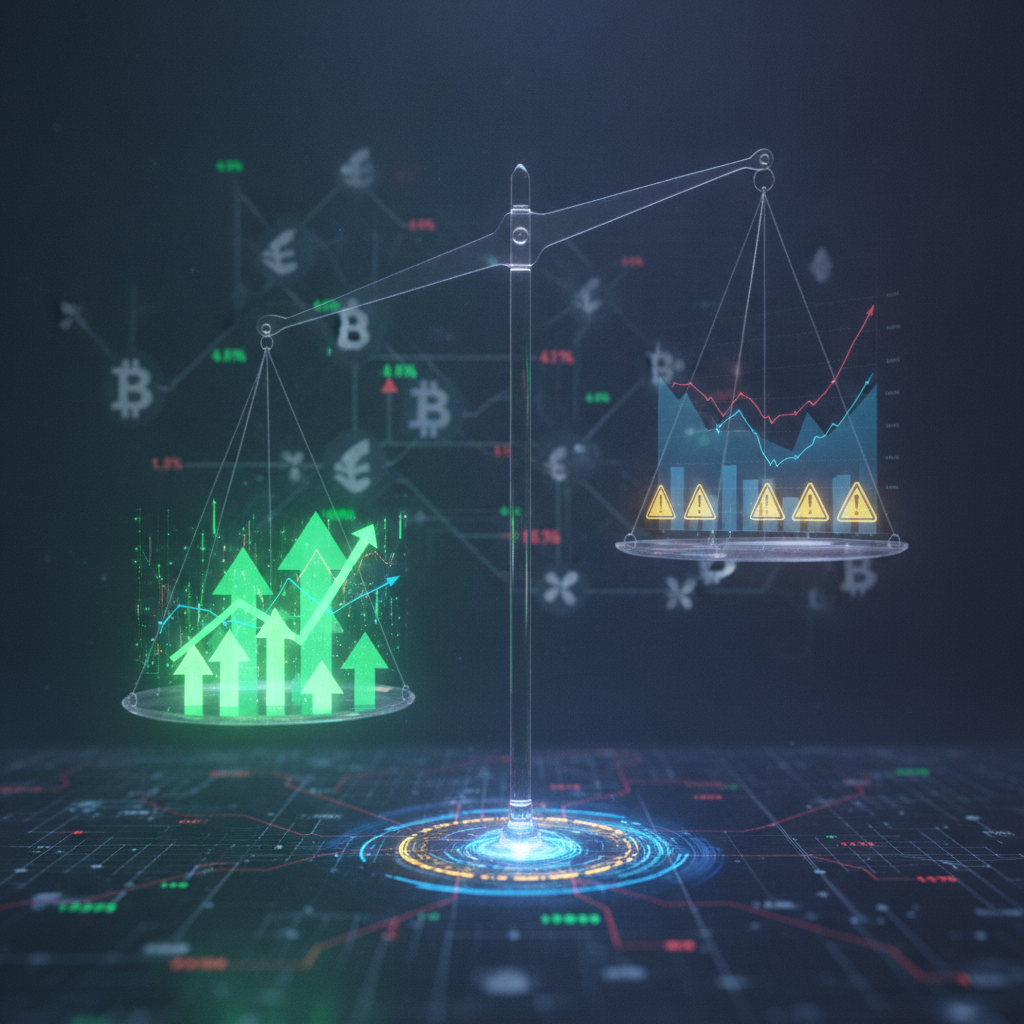 A conceptual image representing the overall cryptocurrency market sentiment, balancing 'greed' and '