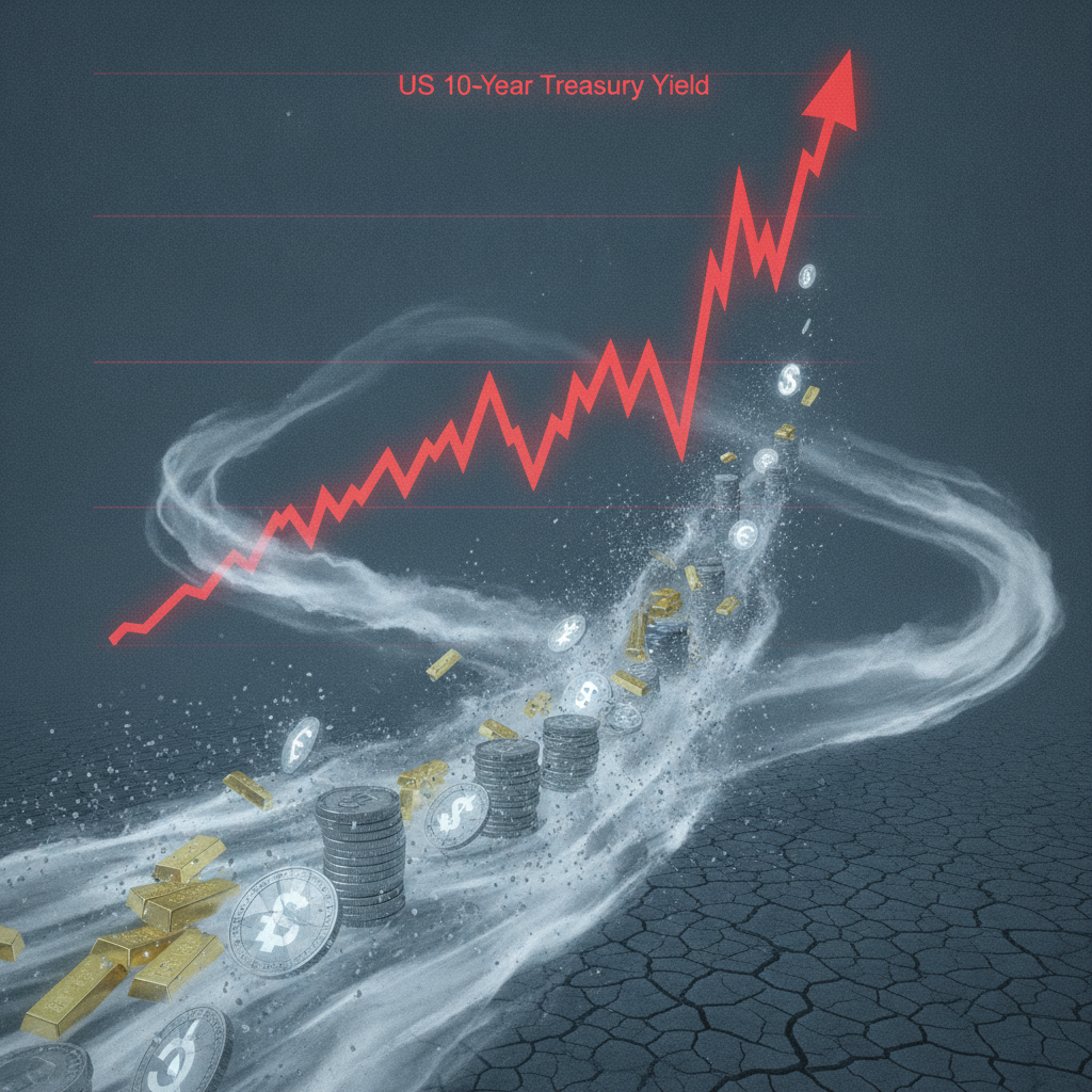 A powerful visualization of an 'interest rate shock' and 'risk aversion'. A steep, aggressive red ba