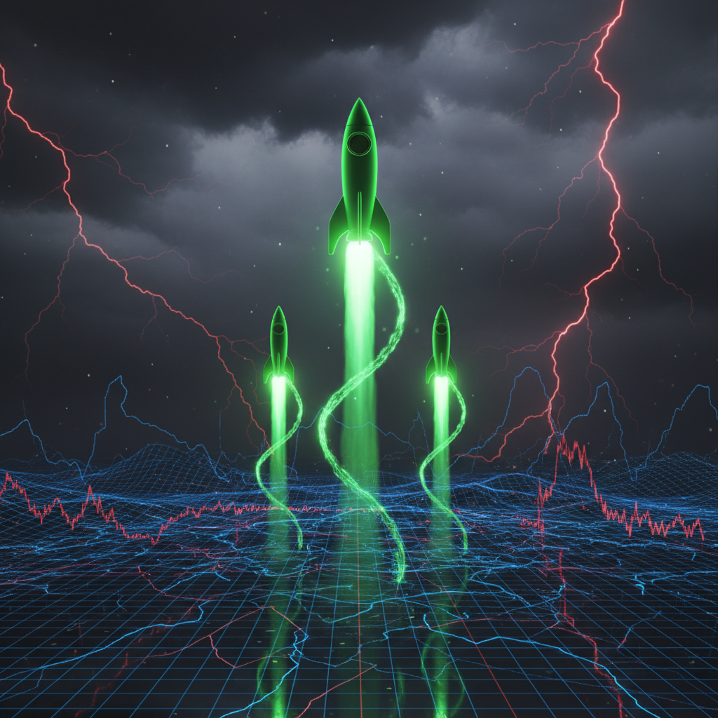 A dramatic and conceptual digital art piece depicting a cryptocurrency market in 'Extreme Fear' cont