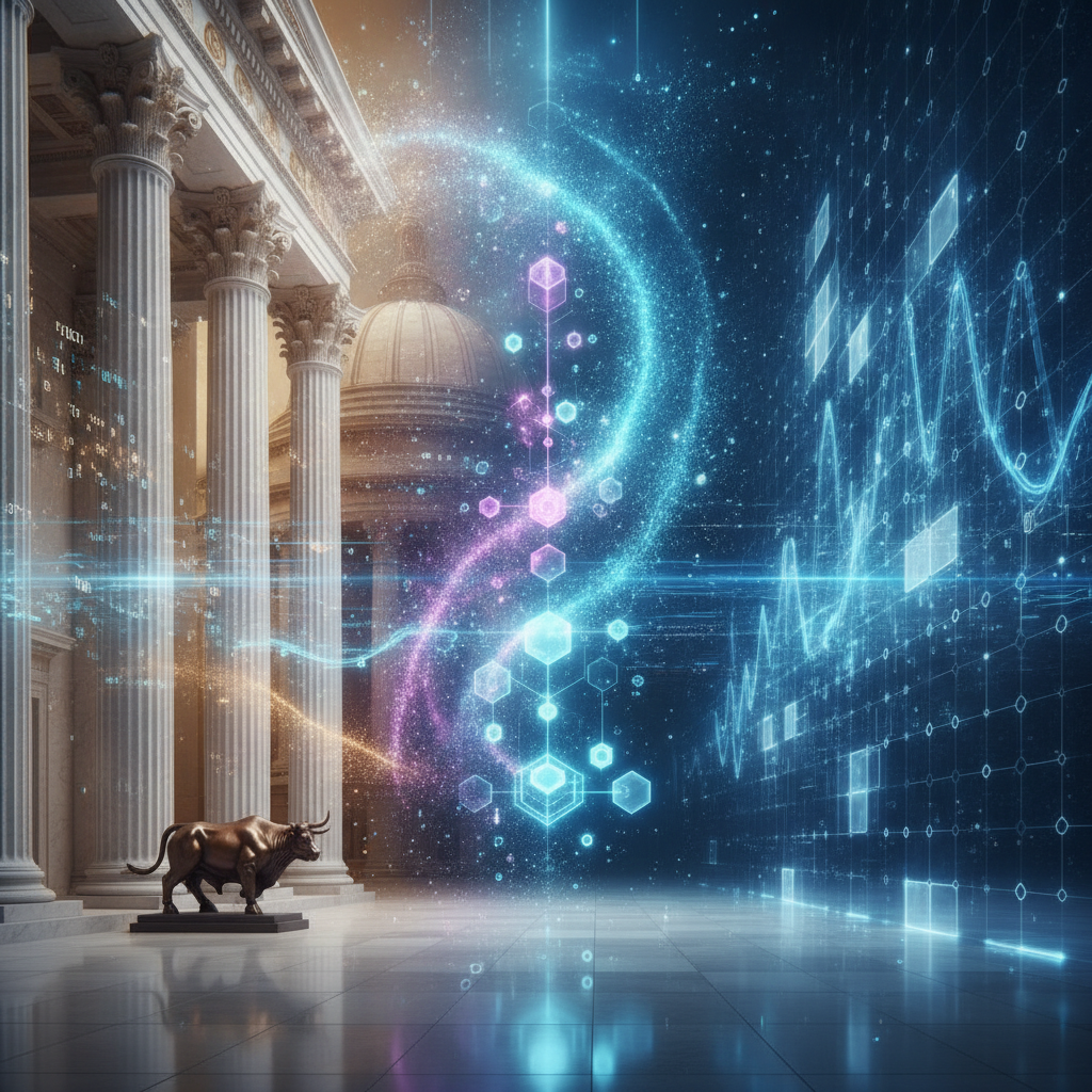 A sophisticated and symbolic image illustrating the seamless and powerful convergence of traditional