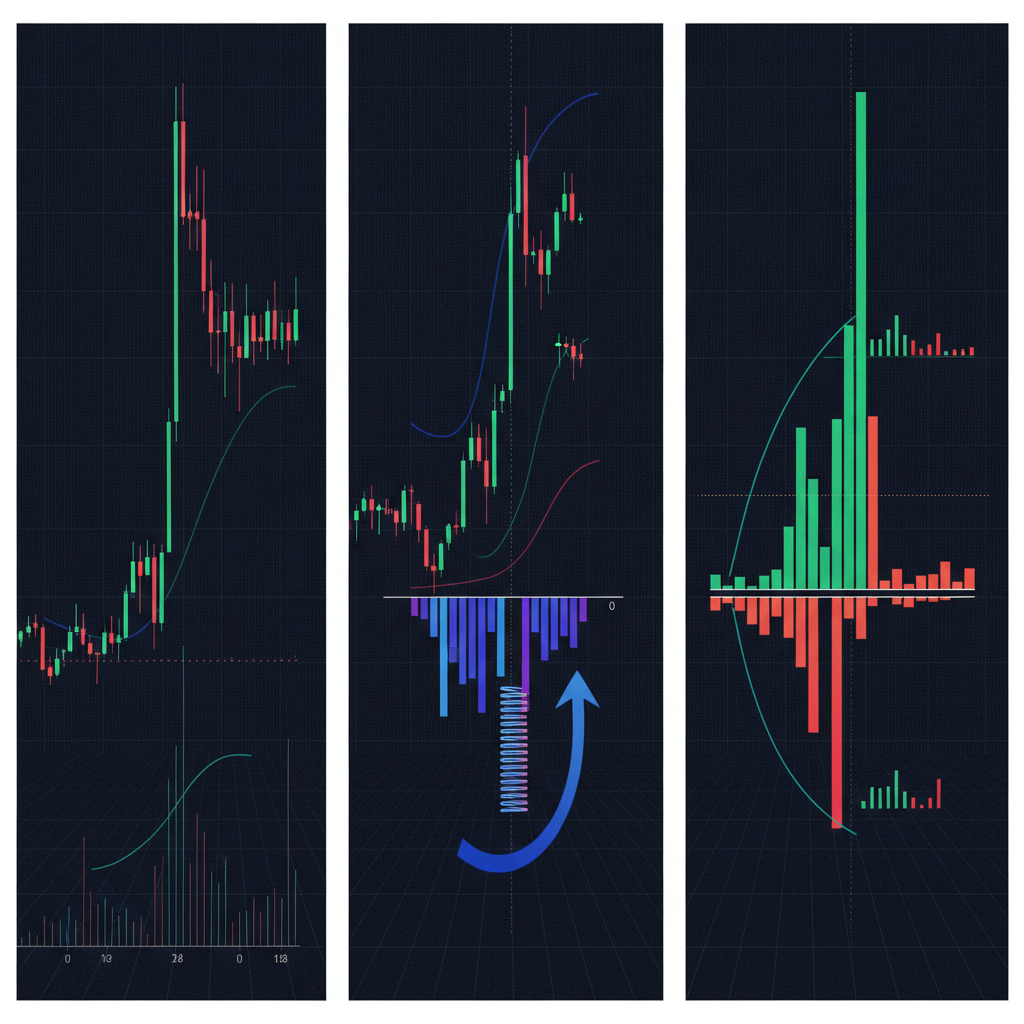 A sophisticated, multi-panel digital interface showcasing various cryptocurrency altcoin charts from