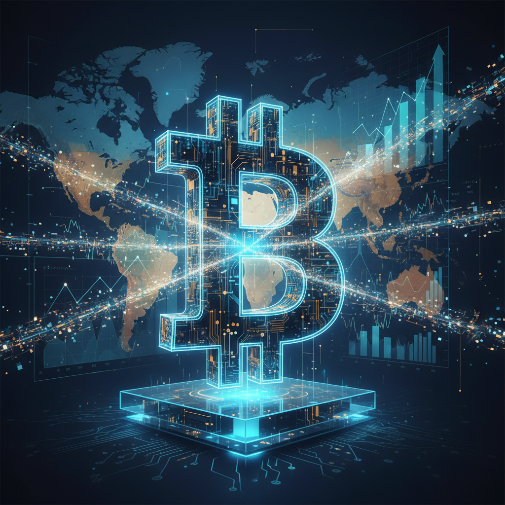 A powerful and analytical image illustrating Bitcoin's resilience and institutional adoption. In the