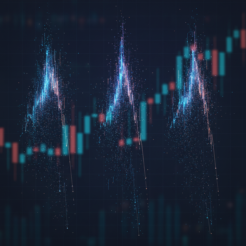 A visual representation of several distinct digital altcoin price charts, each depicting a sharp, su
