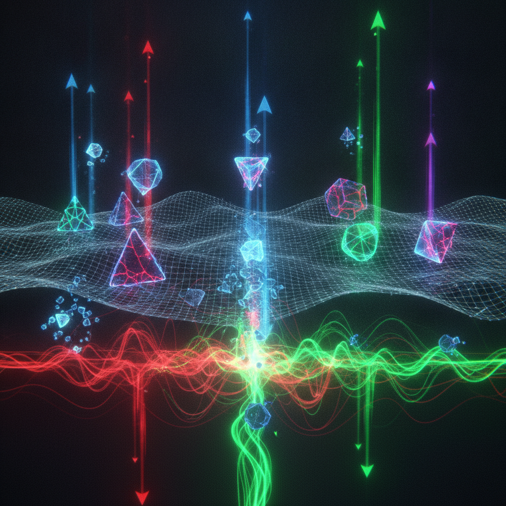 A dynamic and abstract visualization representing the volatile and overheated altcoin futures market