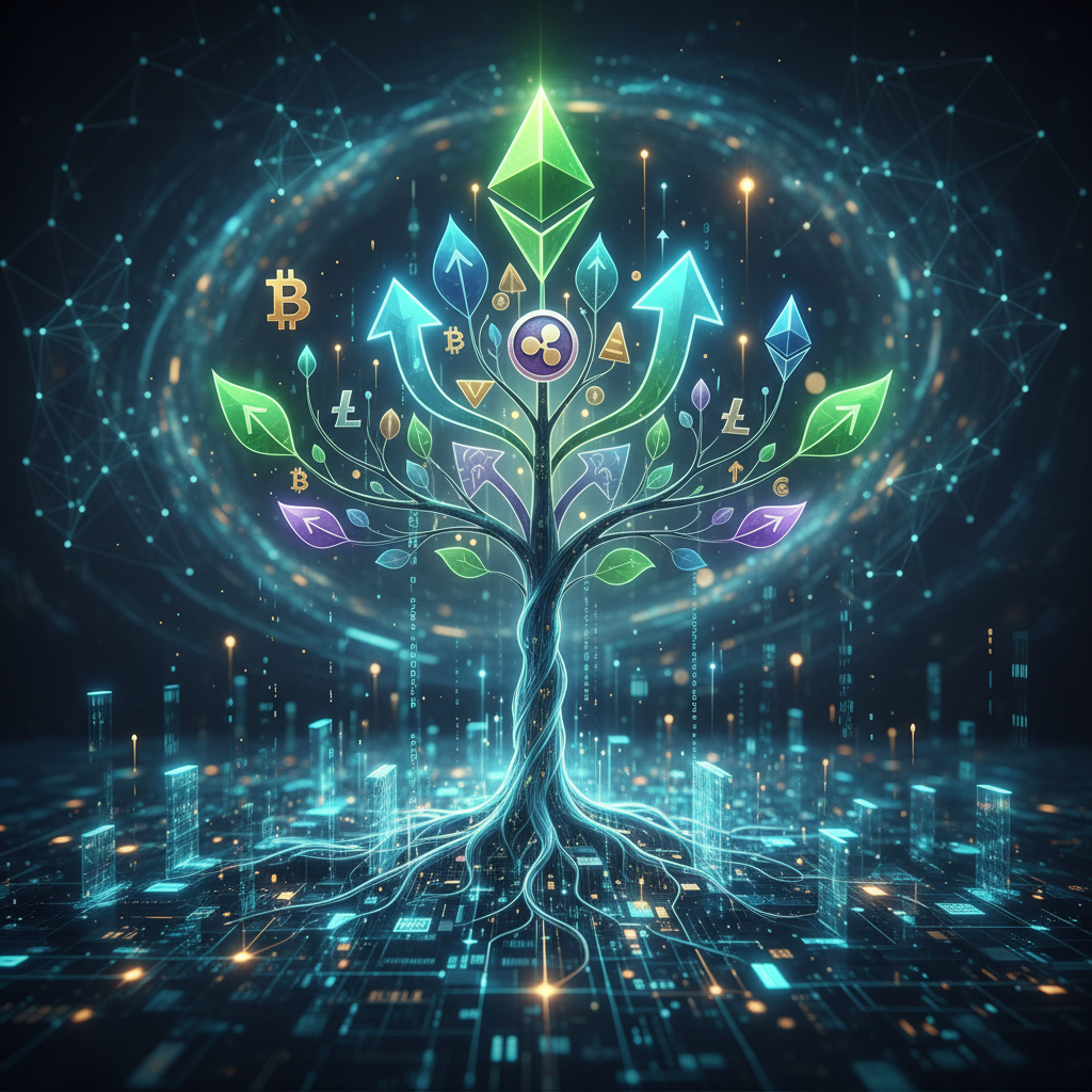 A visually striking abstract image representing growth and resilience in a complex financial market.