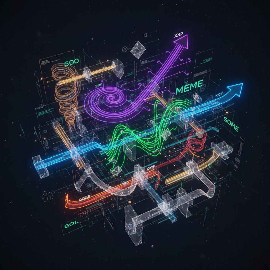 A vibrant, futuristic visualization of diverse digital paths and interconnected ecosystems, represen