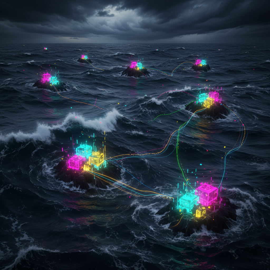 A metaphorical digital art image depicting a vast, dark, and turbulent ocean, representing the 'extr