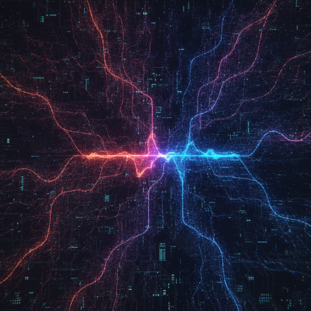 A complex, abstract visualization of a cryptocurrency derivatives market. Multiple interconnected da