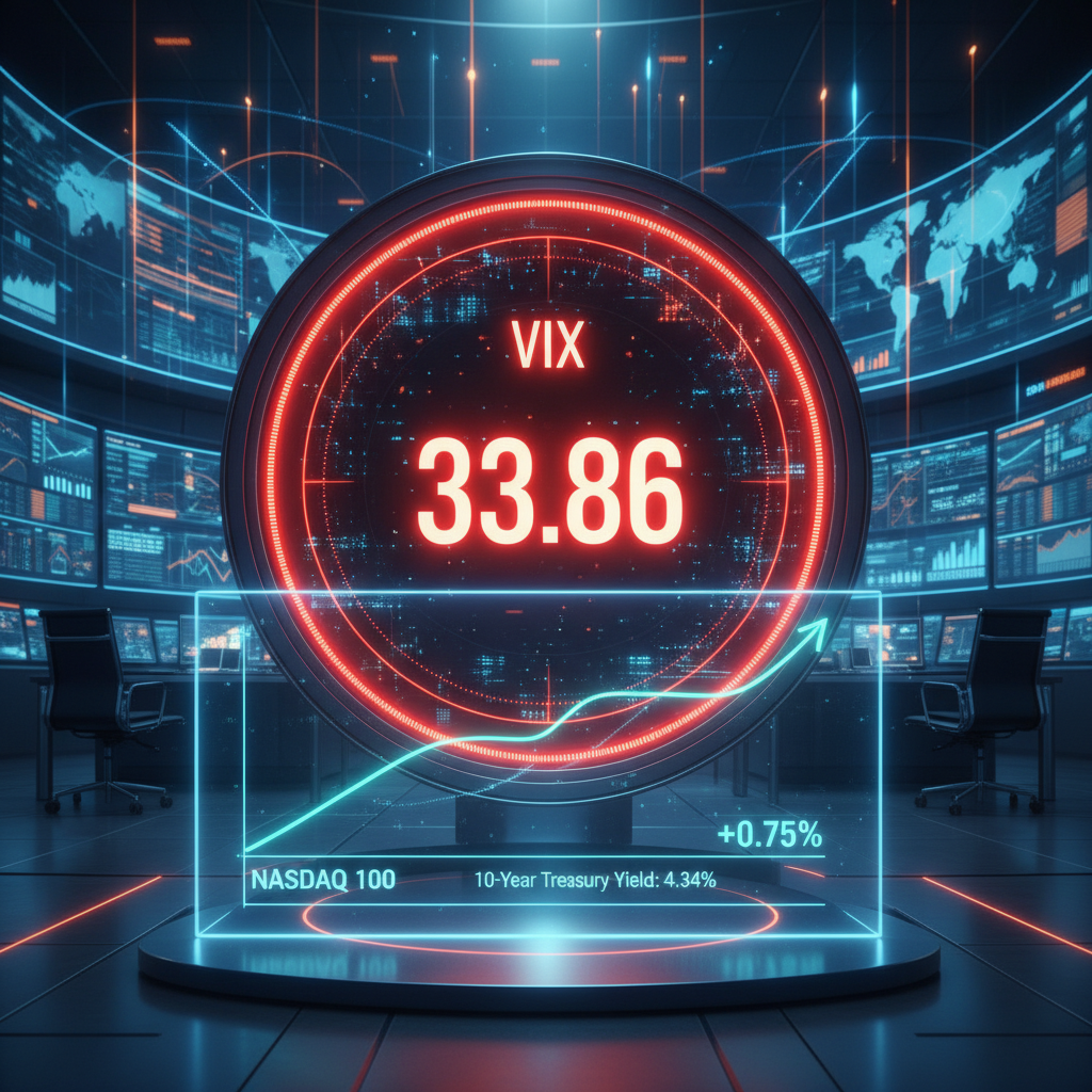 A visual representation of global macroeconomic indicators. In the foreground, a prominent, sleek di