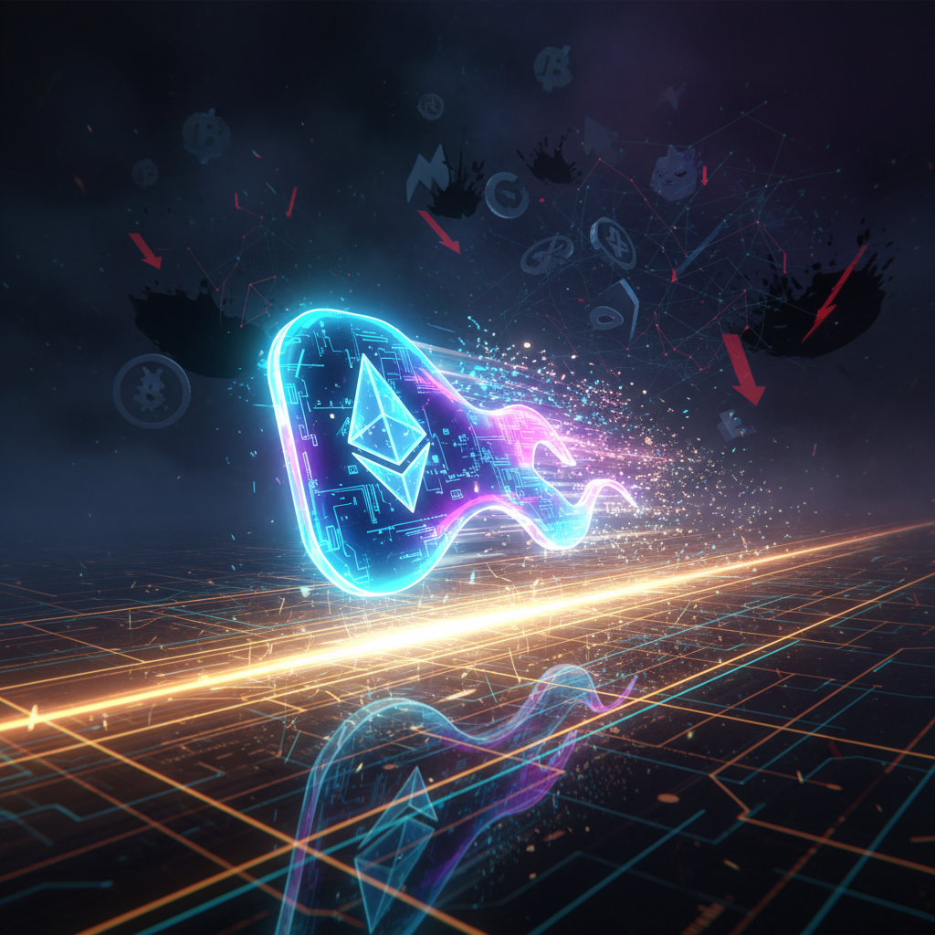 A stylized, glowing digital asset icon (representing 'Hyperliquid' with a sleek, futuristic design)