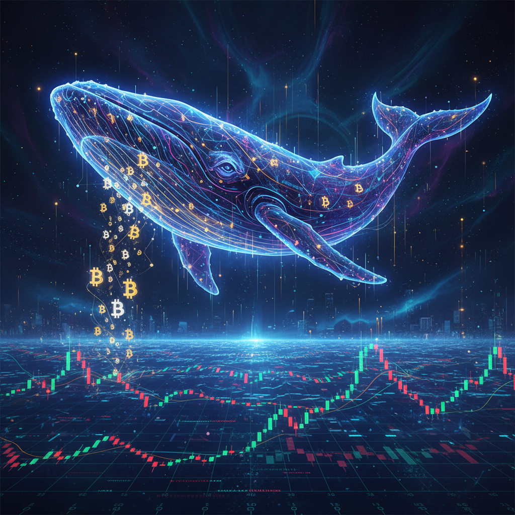 A conceptual, futuristic depiction of large institutional investors ('whales') secretly accumulating