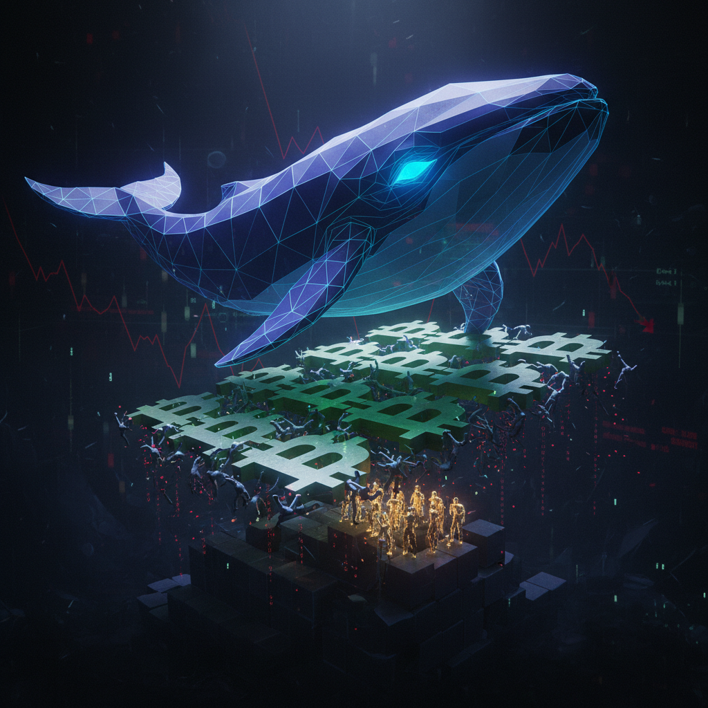 A powerful, symbolic image depicting a massive, stylized digital whale (representing institutional i