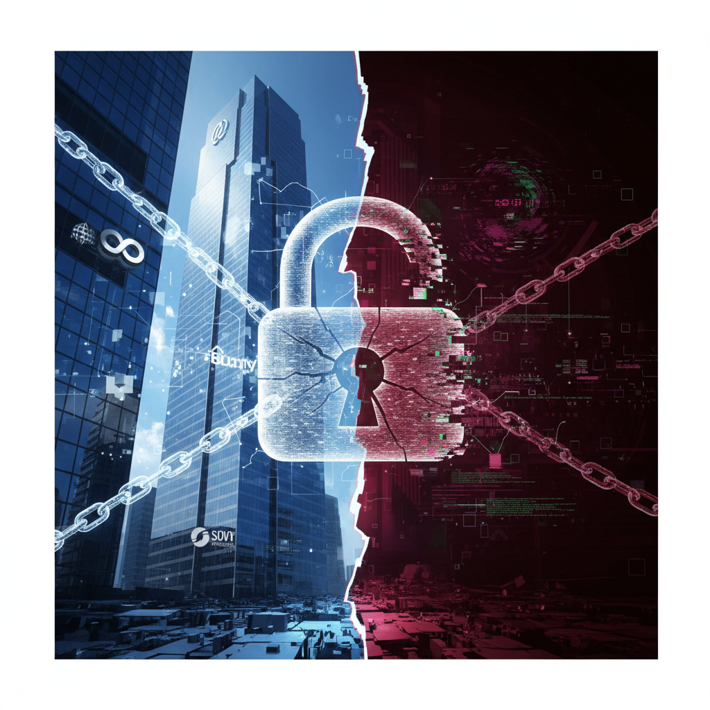 A symbolic image illustrating the dual nature of cryptocurrency's institutional integration and its 