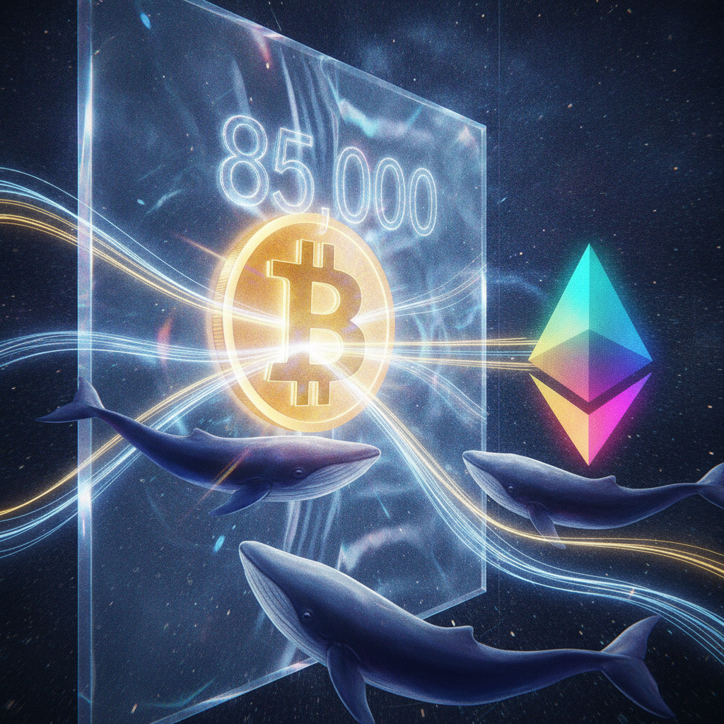 A powerful visual centering on a large, glowing Bitcoin symbol pushing against a shimmering, invisib