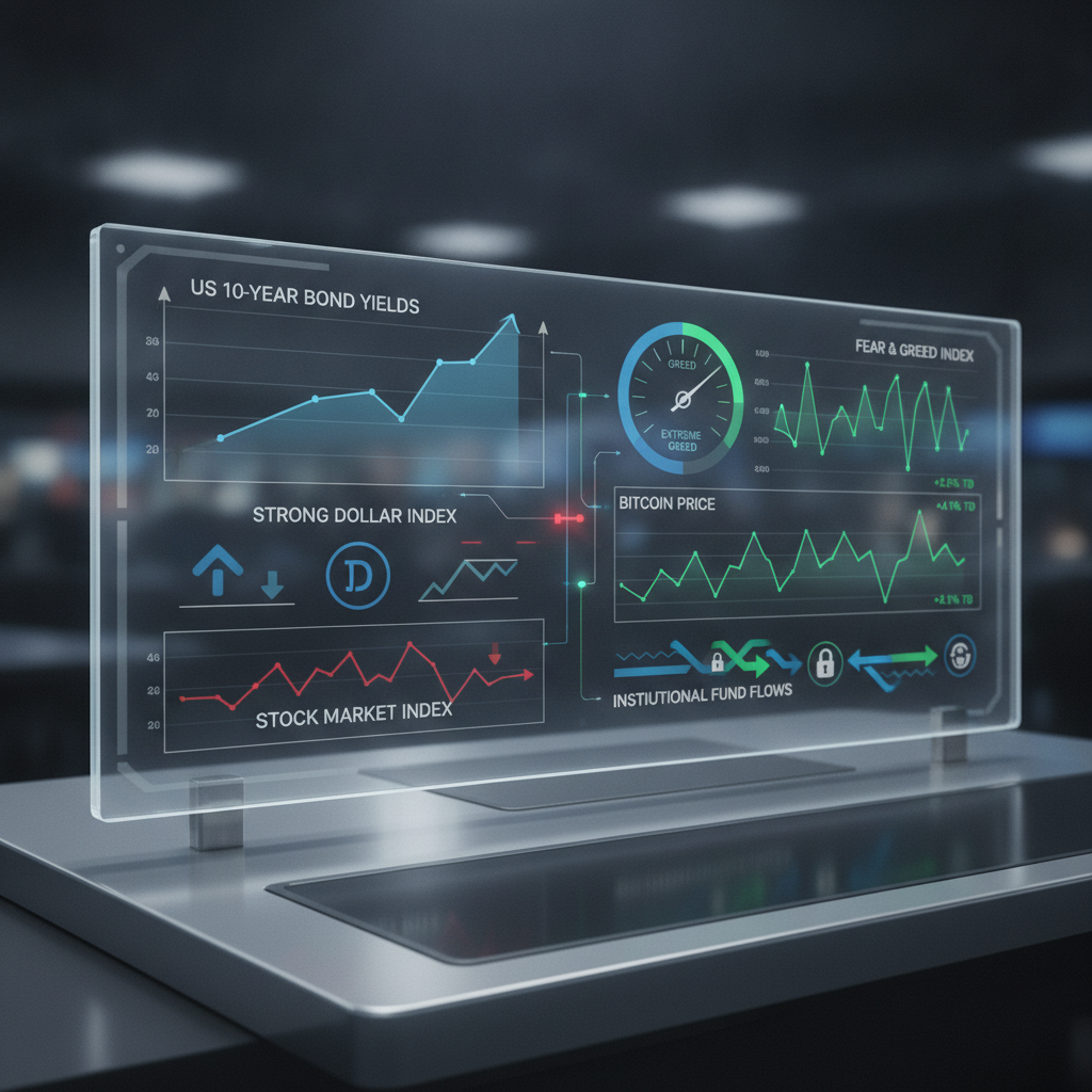 A dynamic digital dashboard displaying a mosaic of global financial and cryptocurrency market indica