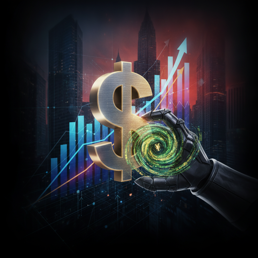 A dynamic, abstract visual representing global financial markets under macroeconomic pressure. Domin
