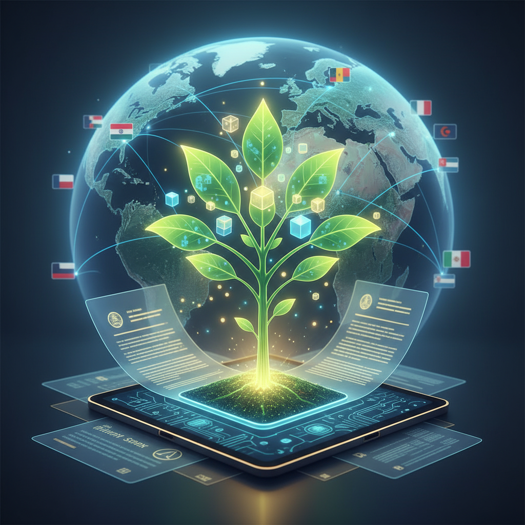 A conceptual image representing the convergence of global financial regulations and blockchain innov